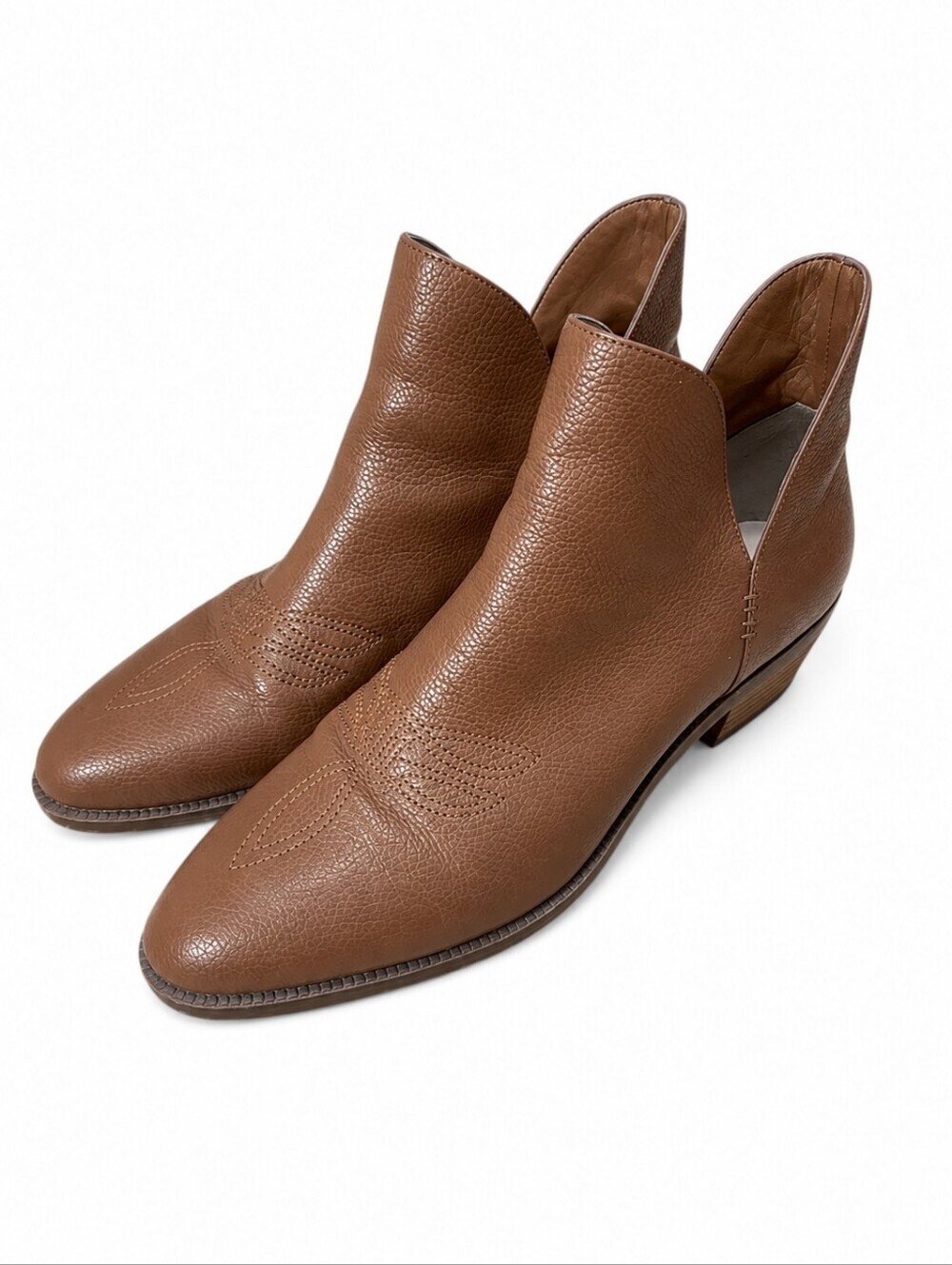 Lauren Ralph Lauren Prestyn Tan Leather Western Ankle Booties 9.5B